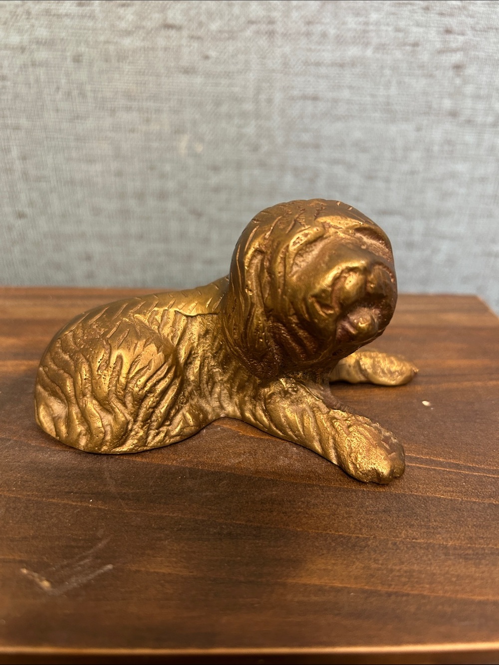Vintage Brass Shaggy Sheepdog Figurine Paperweight